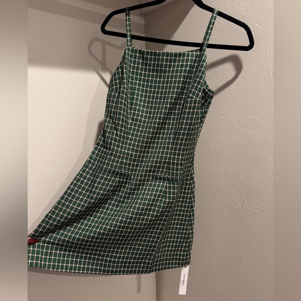Reformation Phillipa Dress Green Check Deadstock Fabric Size 2